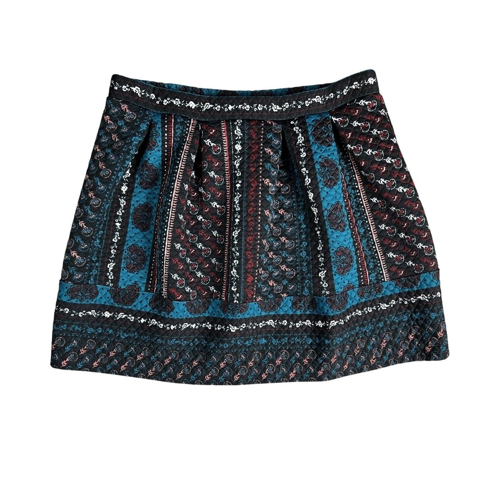 Xhilaration Floral Print Short Quilted Pleated Skirt  Size L  Office Casual
